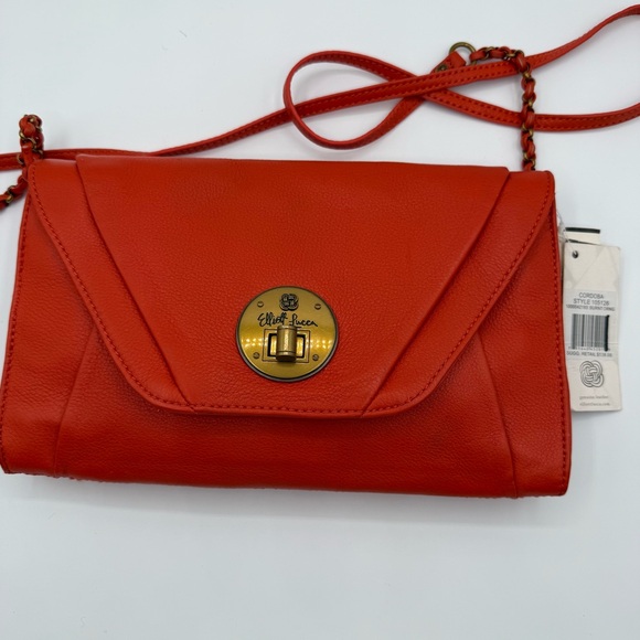 Elliott Lucca Cordoba Orange Leather Shoulder/Clutch with Gold-Toned Closure - Picture 15 of 17
